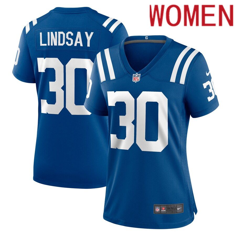 Women Indianapolis Colts 30 Phillip Lindsay Nike Royal Game Player NFL Jersey